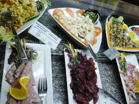 Row of assorted salads