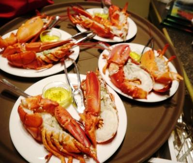 Steamed whole lobsters